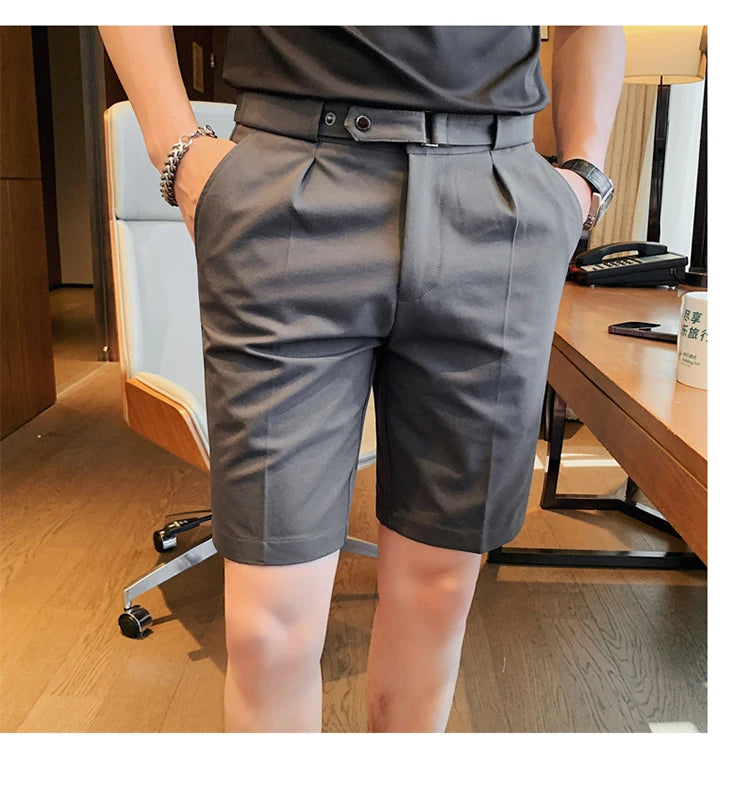 4 Color Summer British Style Suit Shorts 2023 Men Naples Business Casual Slim Fit Short Pant Fashion Slim Fit Solid Color Pants