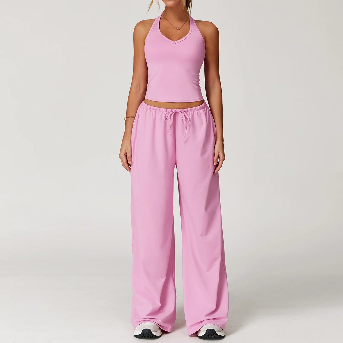 2/3PCS Fitness Suit Women Deep V Yoga Bra Flared pants Sports Suit Gym Tracksuits Female High Waist Bell Bottom Athletic Wear