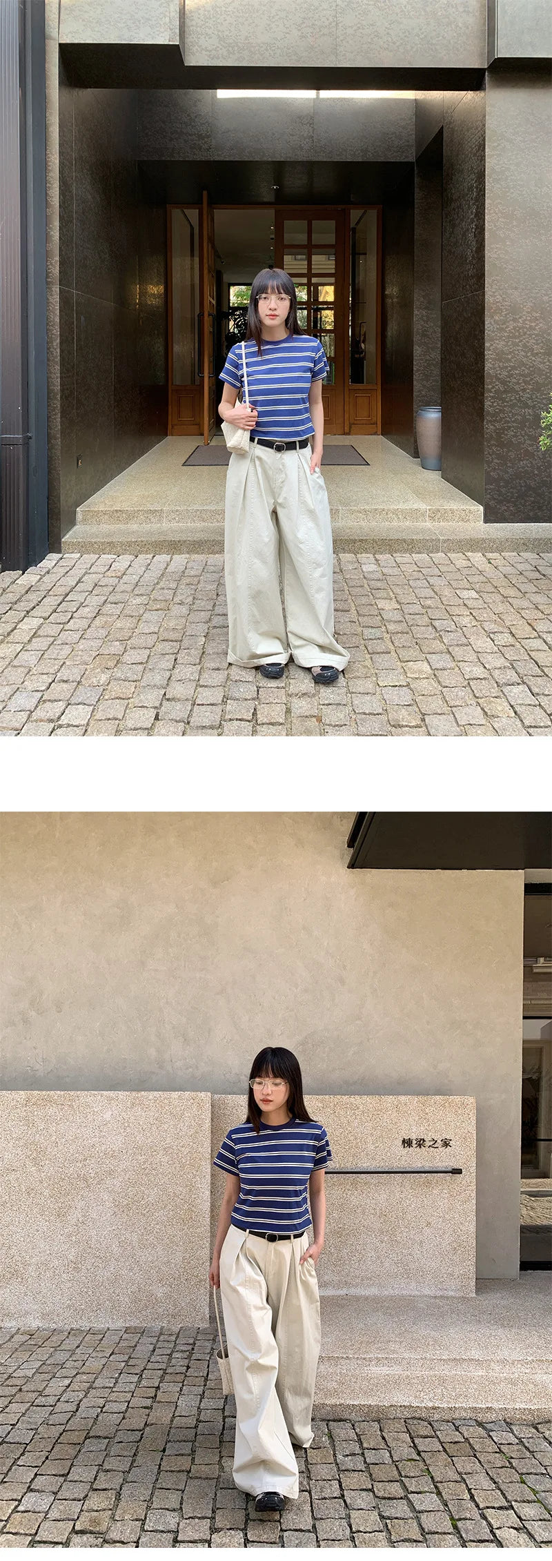 DEAT Fashion Pleated High Waisted Wide Leg Pants Women's Front Seam Straight Leg Beige Loose Trousers Summer New 7A4548