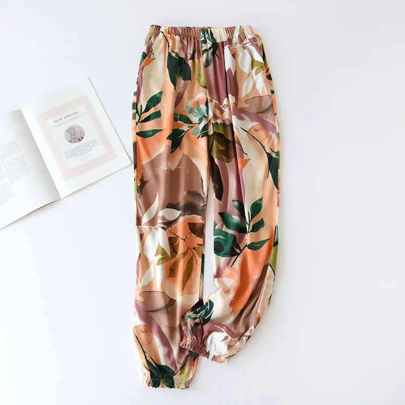 Summer new ladies 100%viscose pajama set short-sleeved shorts thin section home service loose large size two piece set plus size