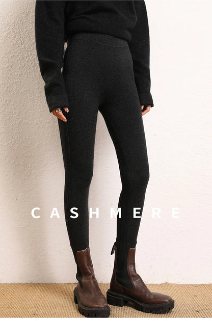 High Quality Women 100% Cashmere Legging Basic Soft elastic Pants Autumn Winter Cashmere Knitted Legging Trousers Warm Comfy