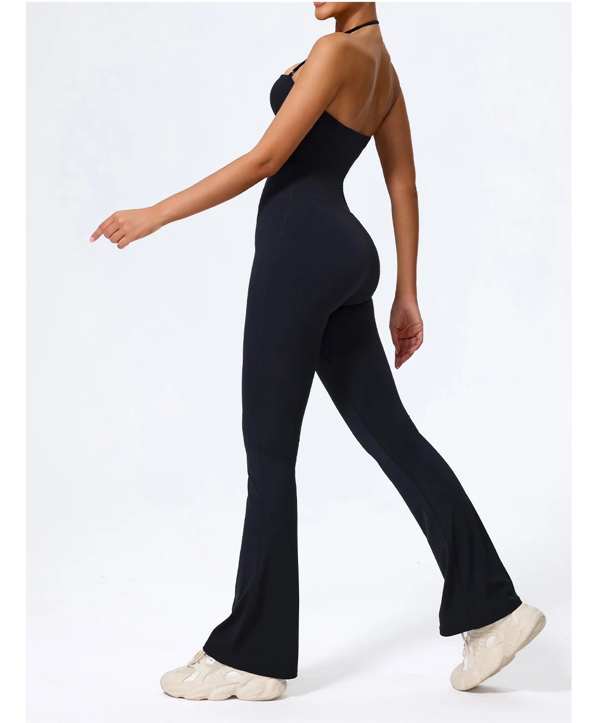 New Summer Women Sleeveless Yoga Jumpsuit Female Gym Flared Overalls Neck-hanging Backless Sportswear Sport Outfit For Woman