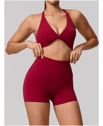 New Summer 2Pcs Women's Quick-Dry Sports Set V-Shaped Bra Female Sleeveless Yoga Outfit Gym Two-Piece Woman Sport Clothes