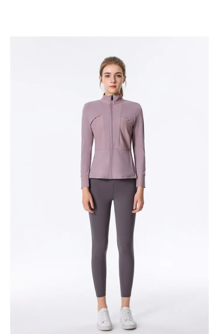 New Autumn SeasonsYoga Wear Women's Running Sportswear Tops Zip Up Sweatshirt Workout Fitness Clothes Cardigan Slim Tight Jacket