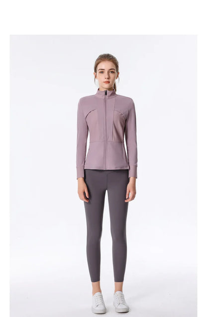 New Autumn SeasonsYoga Wear Women's Running Sportswear Tops Zip Up Sweatshirt Workout Fitness Clothes Cardigan Slim Tight Jacket