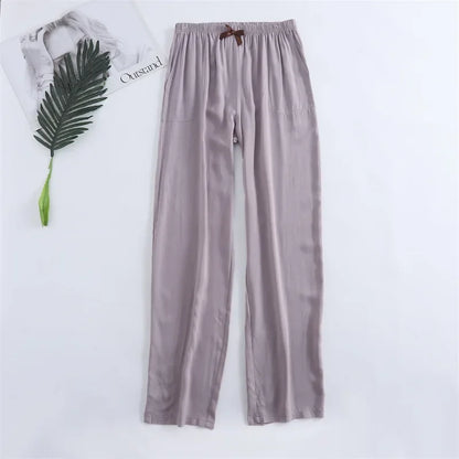 Spring and summer new women's trousers 100% viscose leg + straight casual breathable comfortable plus size home sleep pants cute
