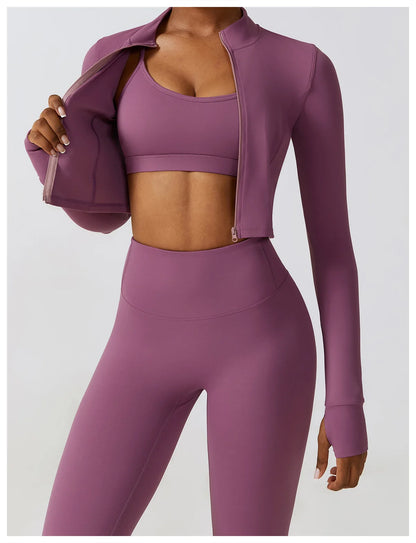 Women 2/3pcs Workout Outfits Yoga Sets Sportswear Gym Workout Clothing Tracksuit High Waist Leggings and Stretch Sports Bra