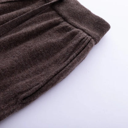 2024 Autumn And Winter New 100% Pure Wool Flat Small Foot Pants Women Loose High Waist Lean Knitted Cashmere Bunched Foot Pants