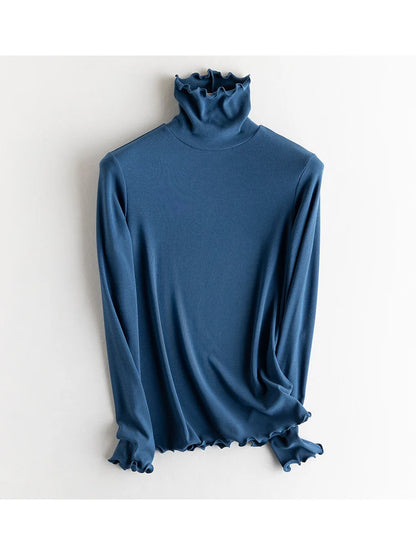SuyaDream, Women Bottoming T Shirt, Silk Viscose Blend, Long Sleeves, Solid Basic Thermal  Shirt, 2024 Autumn Winter Top