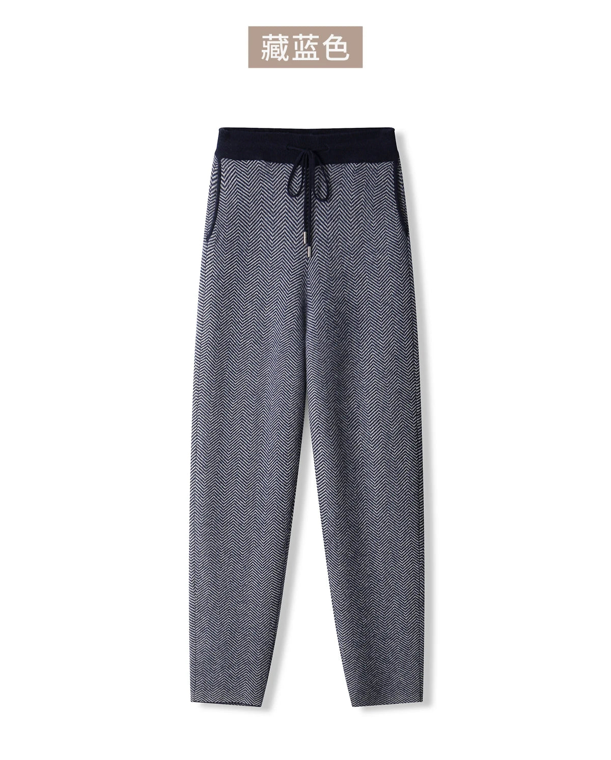 Soft 100% Merino Wool Straight-leg Pants For Men Jacquard Warm Knitted Pants Autumn Winter Thick Bottom Wear