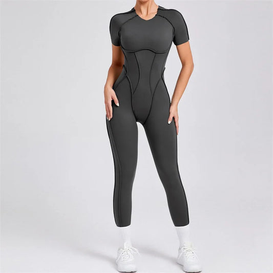 TRY TO BN Sport Jumpsuit Short Sleeves Backless Fitness Yoga Pant Workout Bodysuit One Piece Sportswear Tights Women Gym Clothes