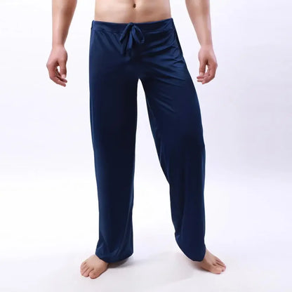 Men Yoga Pants Low Waist Drawstring Straight Loose Pajama Pants Thin Sports Comfortable Elastic Waist Men Sports Trousers