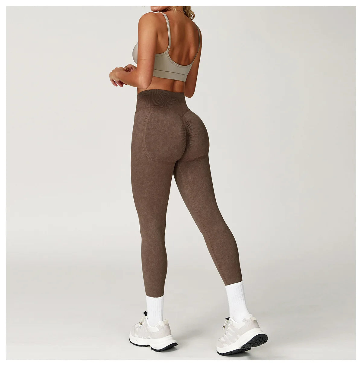 Custom LOGO Women's Seamless Sandblasting Yoga Pants High Waist Hip Lift Tight Running Sports Fitness Yoga Pants