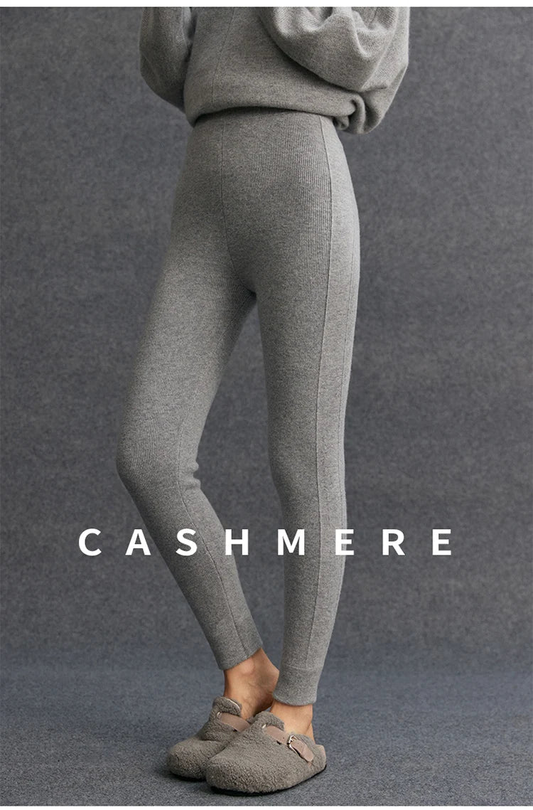 High Quality Women 100% Cashmere Legging Basic Soft elastic Pants Autumn Winter Cashmere Knitted Legging Trousers Warm Comfy