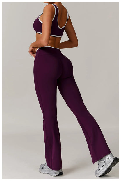 2 Pieces Gym Set Women's Sportswear Sports Bra Top High-waisted Long Pants Tracksuits Suitable For Outdoor Sports Workout Suit
