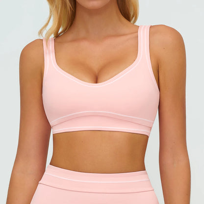 Color Contrast Yoga Bra Women Breathable Gym Fitness Bra Shockproof Sports Underwear Female Workout Bra Push Up Cycling Crop Top