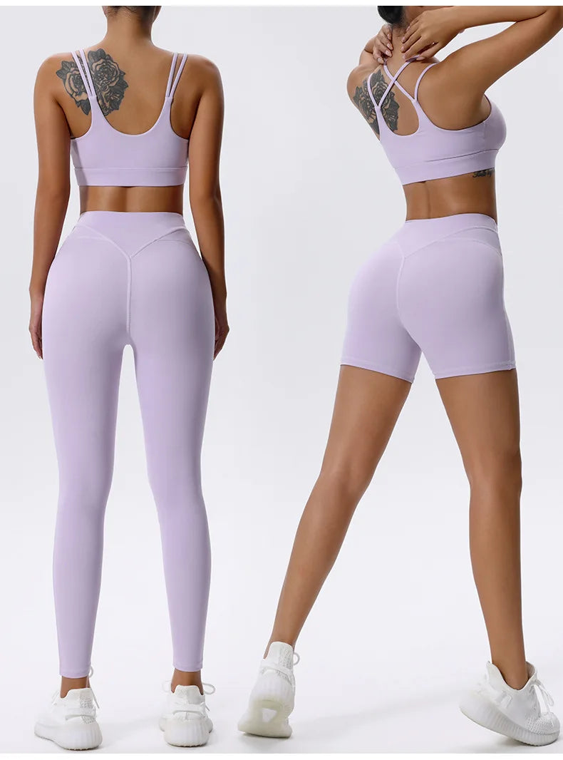 2PCS Yoga Set Sportswear Women Tracksuit Athletic Wear Pilates Fitness Suit Gym Clothes Workout Push Up Sports Bra Leggings Suit