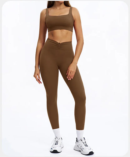 SWELTERING 2PCS Yoga Set Fitness Gym Tracksuit Sportswear Women Workout Outfits High Waist Leggings Sports Bra Athletic Wear