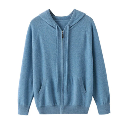 DjzDsm Autumn and Winter100% Merino Wool Men's Knitted Top Zipper Hoodie Zipper Cardigan Knitted Coat Sweater Hoodie