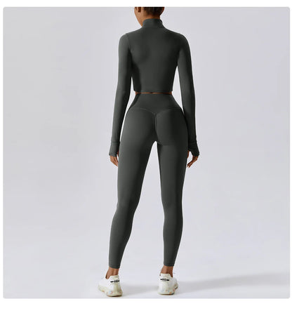 3PCS Yoga Set Gym Clothes 2 PCS Sportswear Women Yoga Suits Fitness Set women's Tracksuits Sports Jacket Long Sleeve Gym Legging