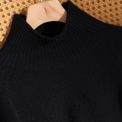 CHICUU Women's 100% Wool Sweater Pants Set Thick Mock Neck Pullover Wide Leg Pants Autumn Winter Warm Casual Wool Knitwear Suit