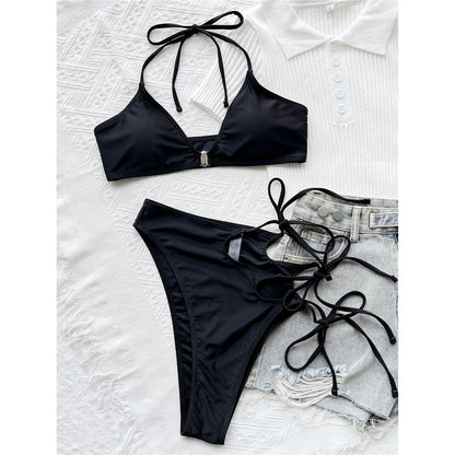 Women Swimwear Asymmetric Cut Out Strappy High Waist Bikini Female Swimsuit Two-pieces Bikini set Bather Bathing Suit Swim V3674