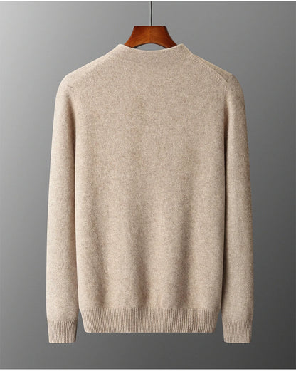 New Chinese Style Men's Pullover 100% Pure Wool Knit Sweater Autumn Winter Retro Stand Collar Long Sleeve Fashion Cashmere Tops