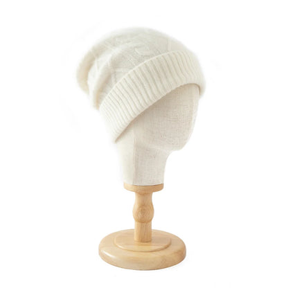 DjzDsm 100%Pure Wool Women's Hat For Winter Warm Soft Luxury Cashmere Twists Slouchy Street y2k Women's Hat