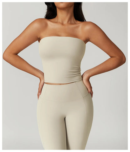Custom LOGO Women's Strapless Tube Top Sexy Back Sports Underwear Women's Shockproof Quick-Drying Fitness Yoga Top