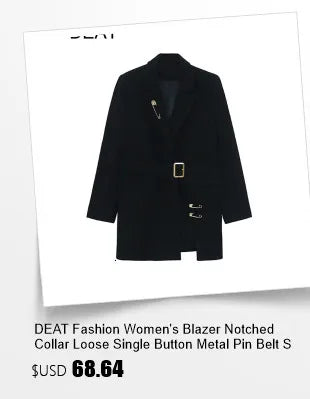 DEAT Fashion Women's Jackets Big Lapel Long Sleves Waist Retraction Zipper 3D Pockets Decoration Coats Spring 2025 New 7AB1819