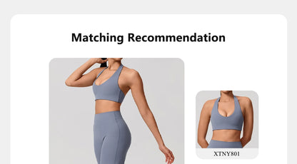 Summer 2Pcs Women's Quick-Dry Sports Set U-Neck Sports Bra Sleeveless Yoga Top Two-Piece Fitness Workout Set with Bell-Bottom