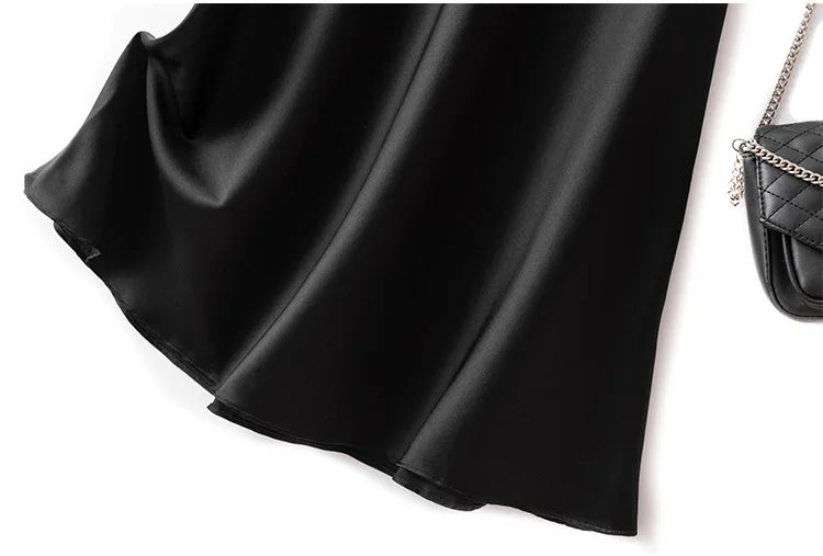 SuyaDream Silk Skirt for Woman 93%Silk 7%Spandex Solid A-line 2025 Spring Summer Chic Mid Skirts
