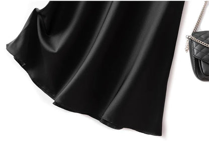 SuyaDream Silk Skirt for Woman 93%Silk 7%Spandex Solid A-line 2025 Spring Summer Chic Mid Skirts