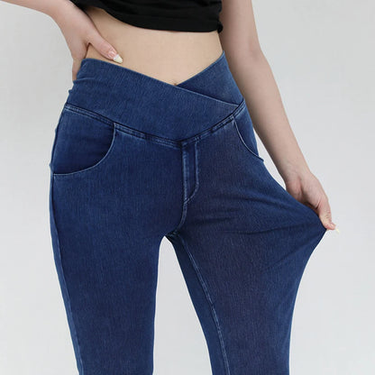 SOISOU Sexy Jeans For Women Leggings Yoga Pants Denim Bell-bottoms Soft Elastic Breathable High waist 4 Pockets Women's Pants
