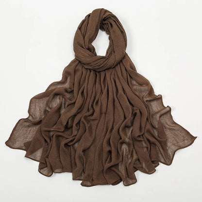 New Arrival Crinkle Rayon Hijab Women Muslim Scarf Shawls Solid Headscarf Wraps Big Size Plain Islamic Turban Headbands Foulard