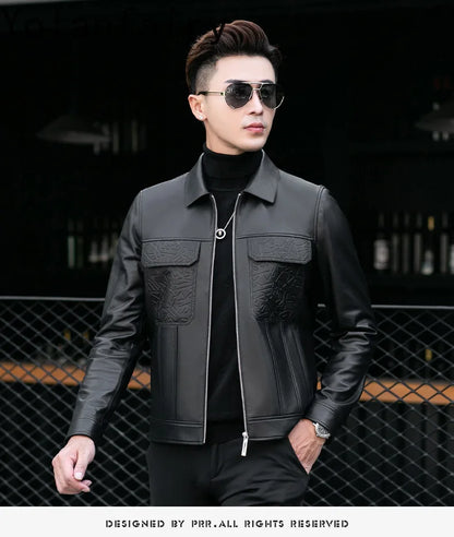 YOLANFAIRY Top Quality Real Sheepskin Genuine Leather Jacket Man Clothing Short Casual Leather Coat Soft Leather Jackets abrigos