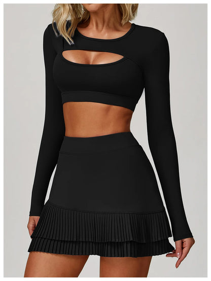 Women Yoga Shirts Crop Top Long Sleeves Sexy Hollow Out Shirts for Women Yoga Sports Fitness Gym Clothes Push Up Workout Tops