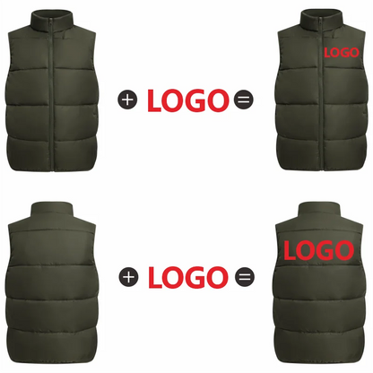 Winter Warm Down Vest Custom Team Logo Casual Sleeveless Jacket Printing Pattern Chill -proof Coat Production Company Brand Text
