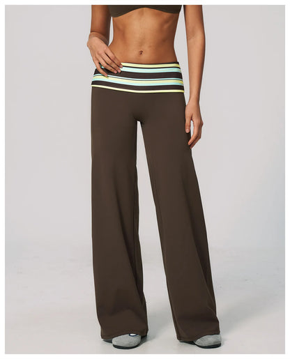 Custom LOGO women's sports trousers retro splicing polka dots folded waist fitness hip lift abdomen yoga trousers
