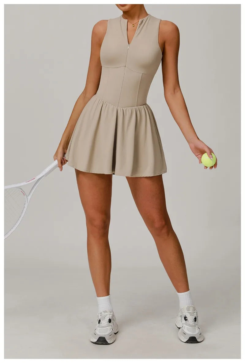 Tennis Skirt Sports Fitness Stand-up Collar Anti-light Golf Badminton Casual Fitness Workout Clothing Gym Yoga Suit for Women