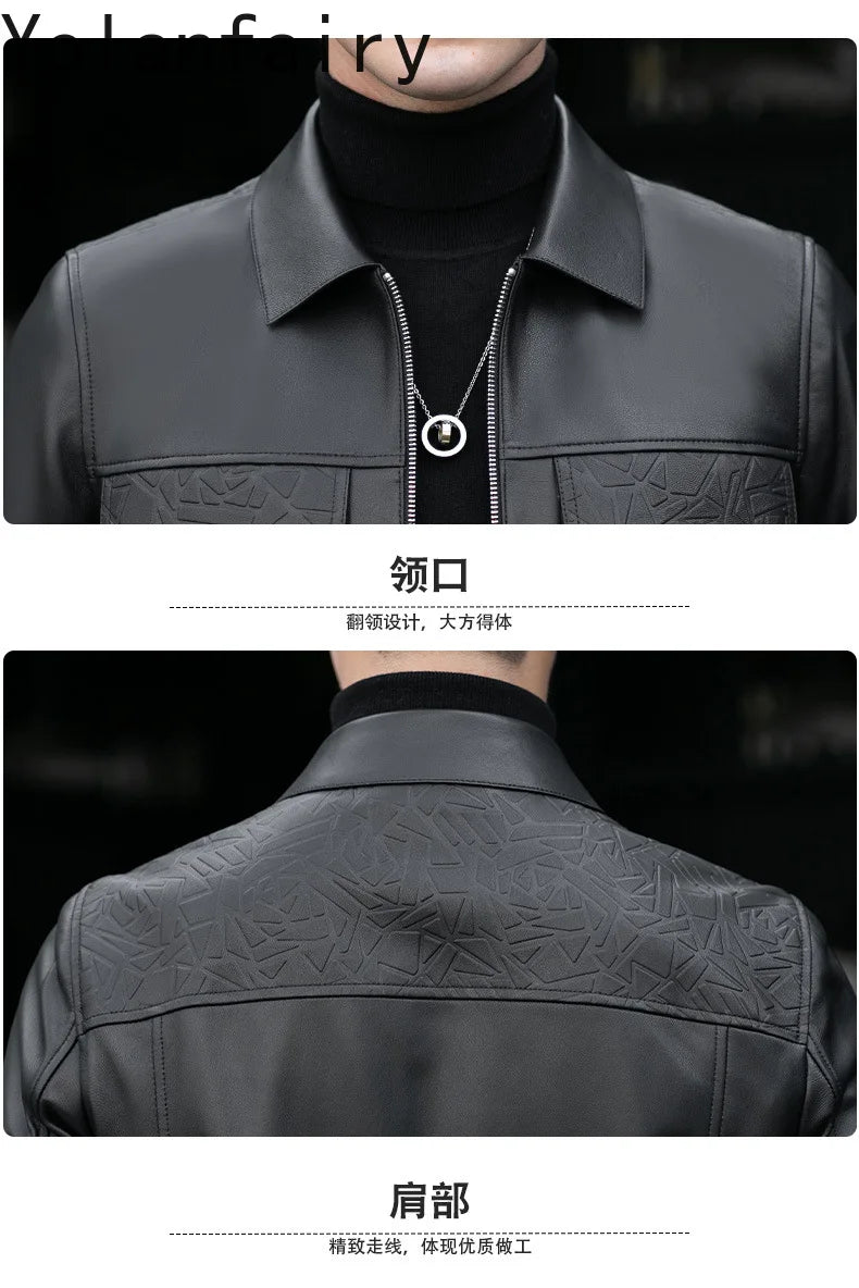 YOLANFAIRY Top Quality Real Sheepskin Genuine Leather Jacket Man Clothing Short Casual Leather Coat Soft Leather Jackets abrigos