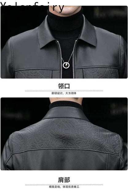 YOLANFAIRY Top Quality Real Sheepskin Genuine Leather Jacket Man Clothing Short Casual Leather Coat Soft Leather Jackets abrigos