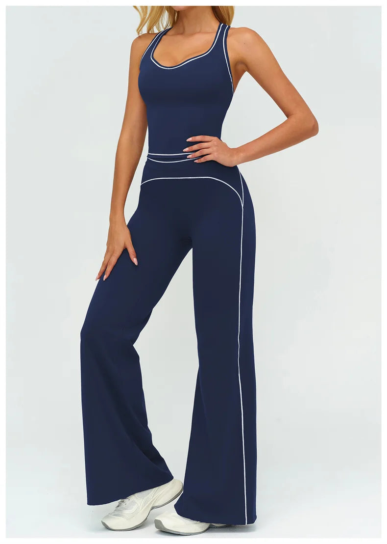 TRY TO BN Women's Tracksuit Yoga Sets Sports Vest Contrasting Color High Waisted Leggings Fitness Two Pieces Running Gym Clothes