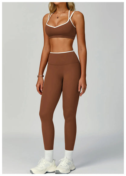 2 Pieces Gym Tracksuit Women Clothes Yoga Set Workout Outfits Fitness Sportswear High Waist Leggings Sports Bra Athletic Wear