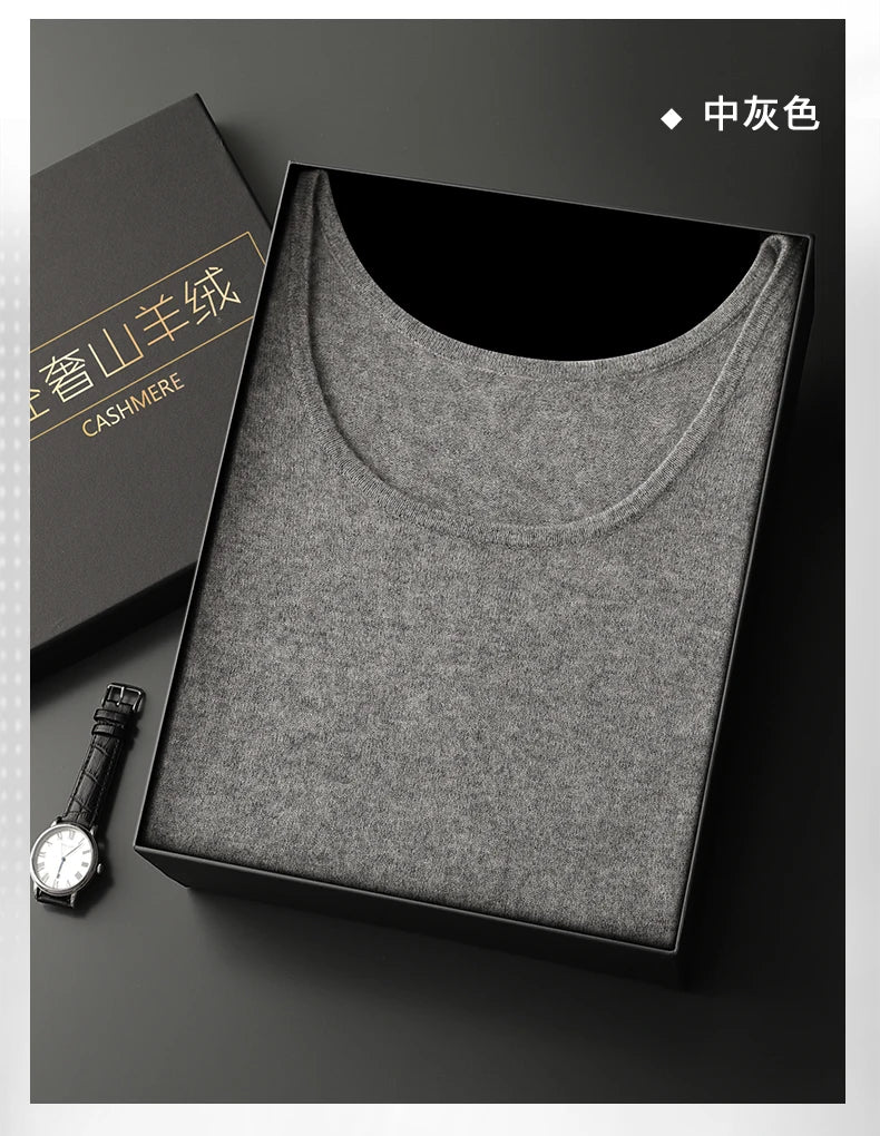 DjzDsm 2025 New H-Shaped Vest Men's Clothing 100% Pure Cashmere Pullover Solid Color Daily Interior Wear Suspender Knit Sweater