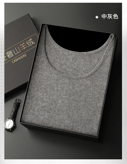 DjzDsm 2025 New H-Shaped Vest Men's Clothing 100% Pure Cashmere Pullover Solid Color Daily Interior Wear Suspender Knit Sweater