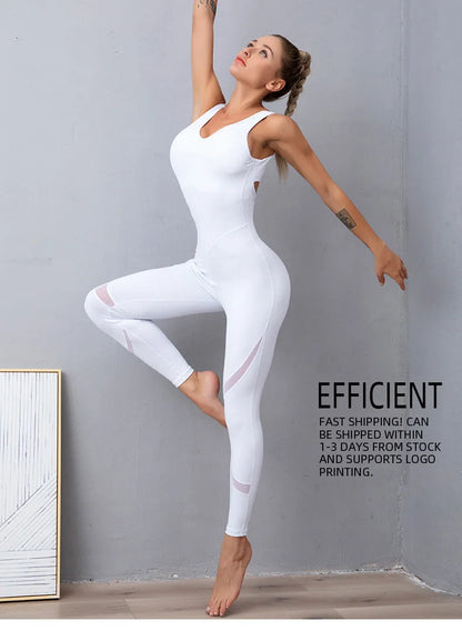 SOISOU Nylon Jumpsuit Women Clothing Sportswear Woman Gym Yoga Sport Sets Removable Chest Pad Workout Sets Women Tracksuit