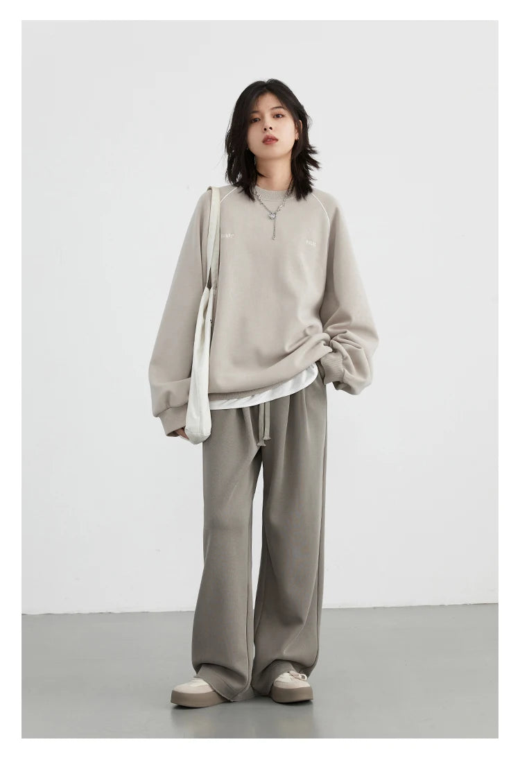 CHIC VEN Women's Pant Streetwear Solid Loose New Drawstring Sports Casual Trousers High Waisted Pants Autumn Winter 2025