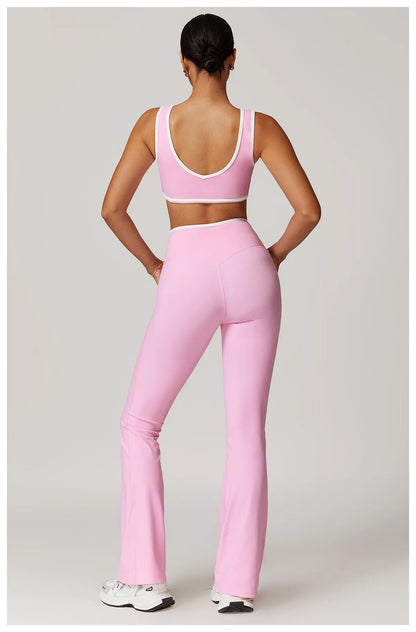2 Pieces Gym Set Women's Sportswear Sports Bra Top High-waisted Long Pants Tracksuits Suitable For Outdoor Sports Workout Suit