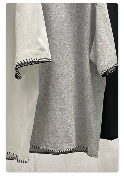 Custom LOGO Men's 240G Cotton Polyester American Cool Short Width Boxyfit Loose Short Sleeve T-Shirt Casual Top